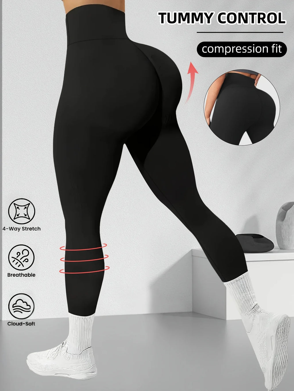 High-Waist Contour Leggings - Hip-Lifting Push-Up Effect