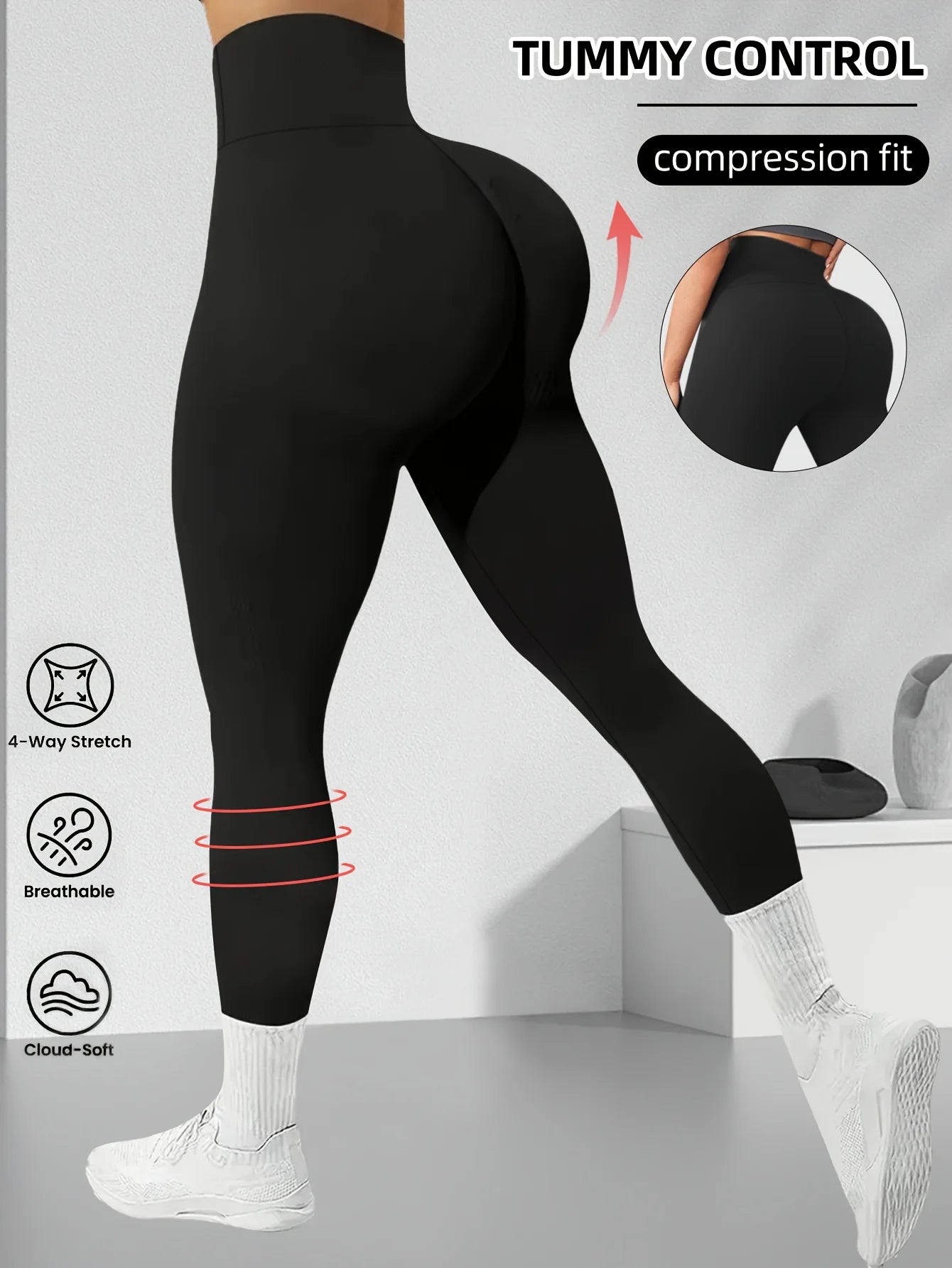 High-Waist Contour Leggings - Hip-Lifting Push-Up Effect