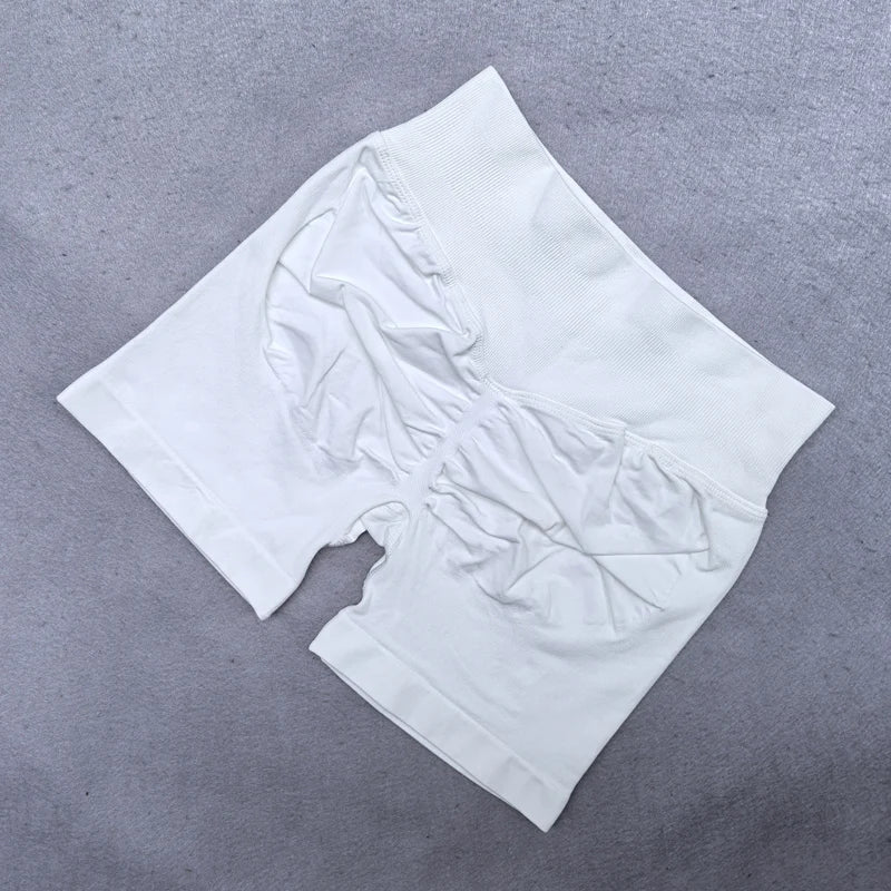 Seamless Ribbed Waistband Sports Shorts - Yoga & Fitness