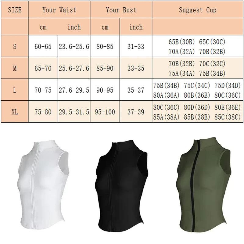 Women's Zip-Up Sleeveless Sports Vest - Running & Yoga