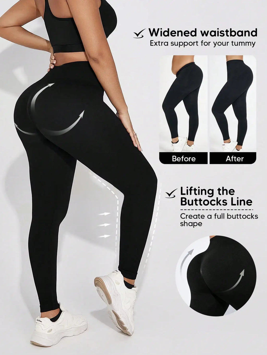 High-Waist Contour Leggings - Hip-Lifting Push-Up Effect