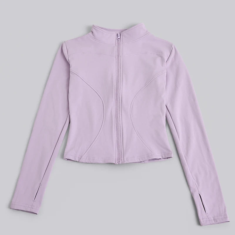 Women's Stand Collar Yoga Jacket Zip Up Thumb Hole Lightweight Cycling Jacket for Hiking Jogging&Daily Wear Fashion Fit Slimming