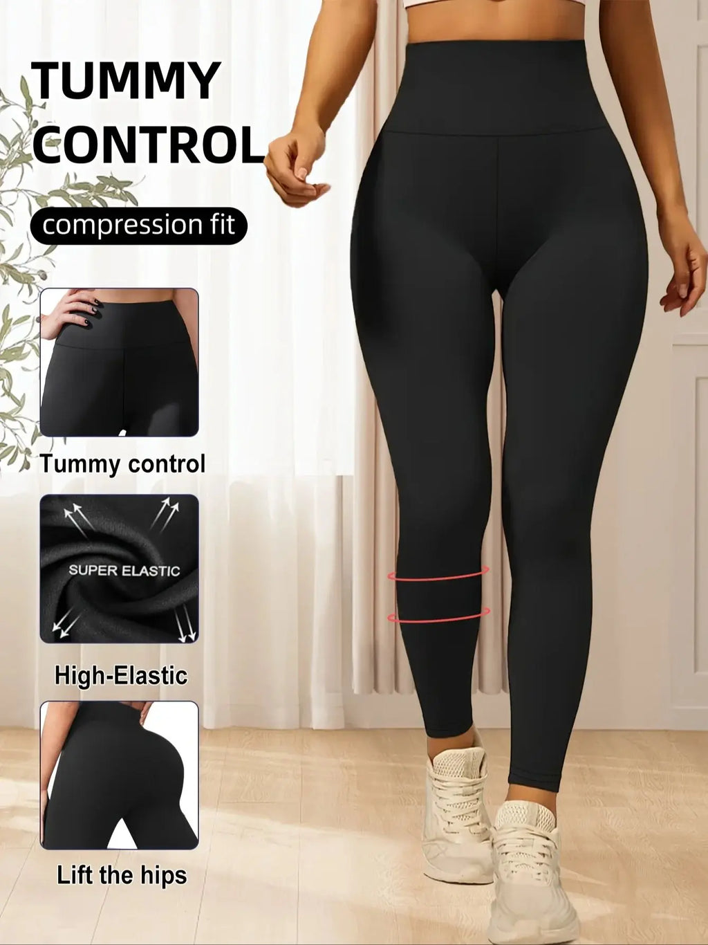 High-Waist Contour Leggings - Hip-Lifting Push-Up Effect
