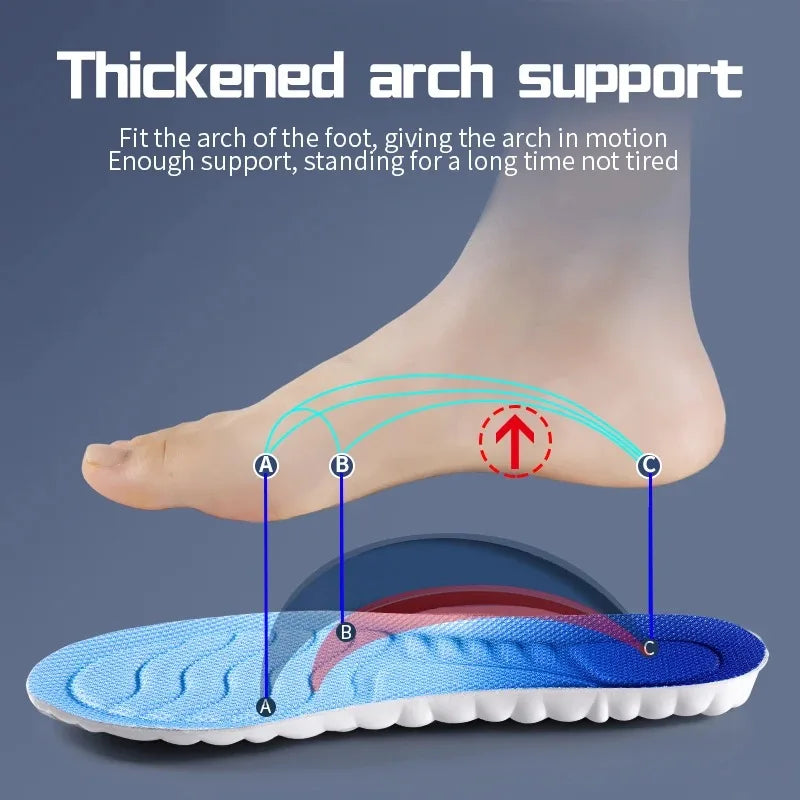 4D Cloud Technology Sports Insoles for Shoes PU Sole Soft Breathable Shock Absorption Cushion Running Orthopedic Care Insoles
