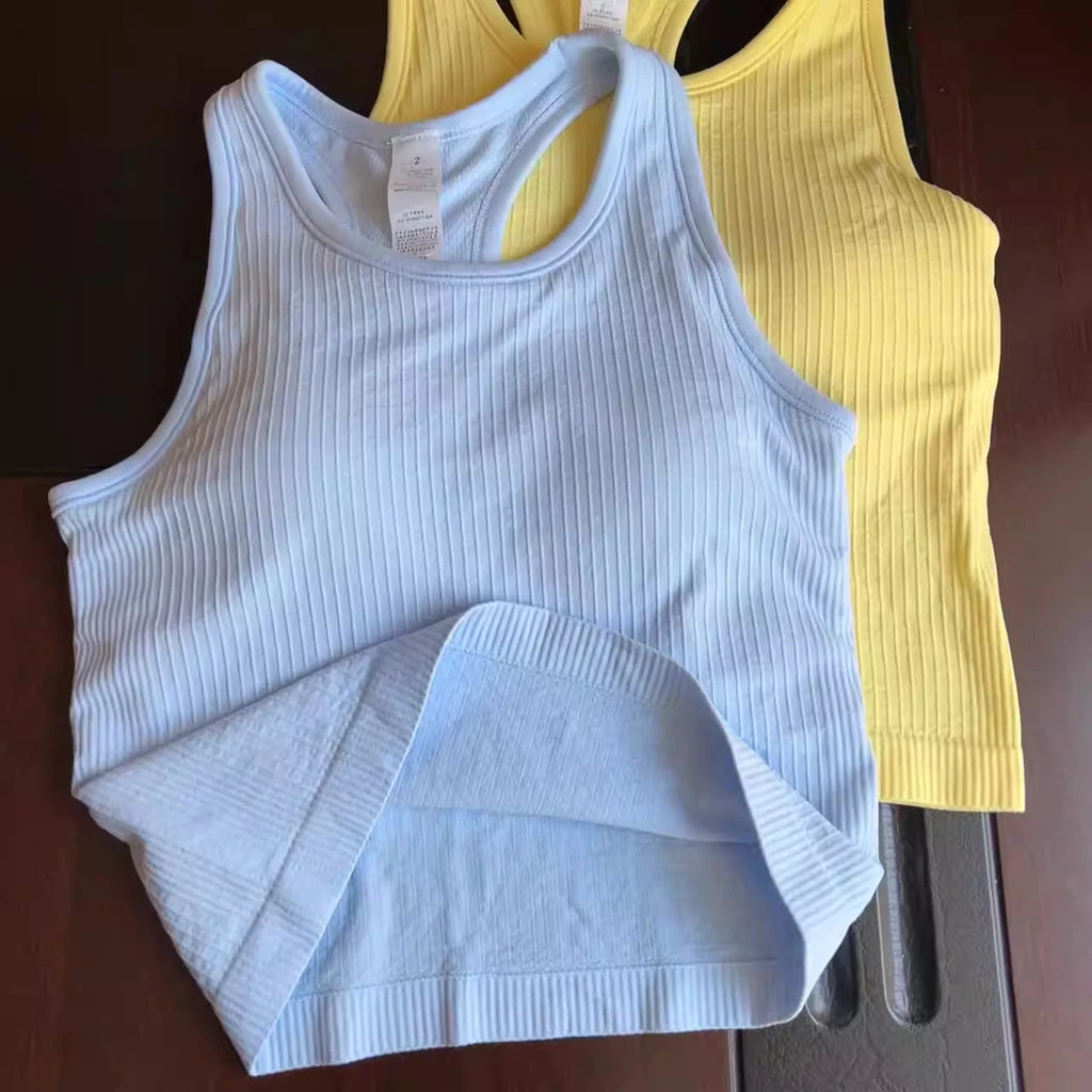 Sports Short Vest Sleeveless, Breathable, Sweat-Absorbent, Wearing Running and Fitness Training Yoga Clothes.