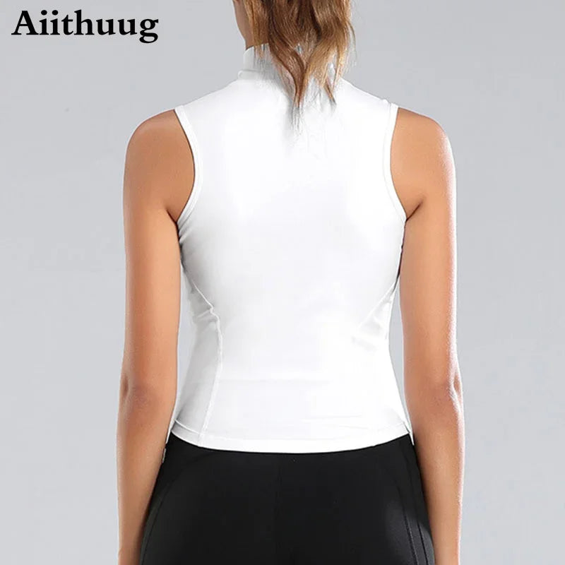 Women's Zip-Up Sleeveless Sports Vest - Running & Yoga