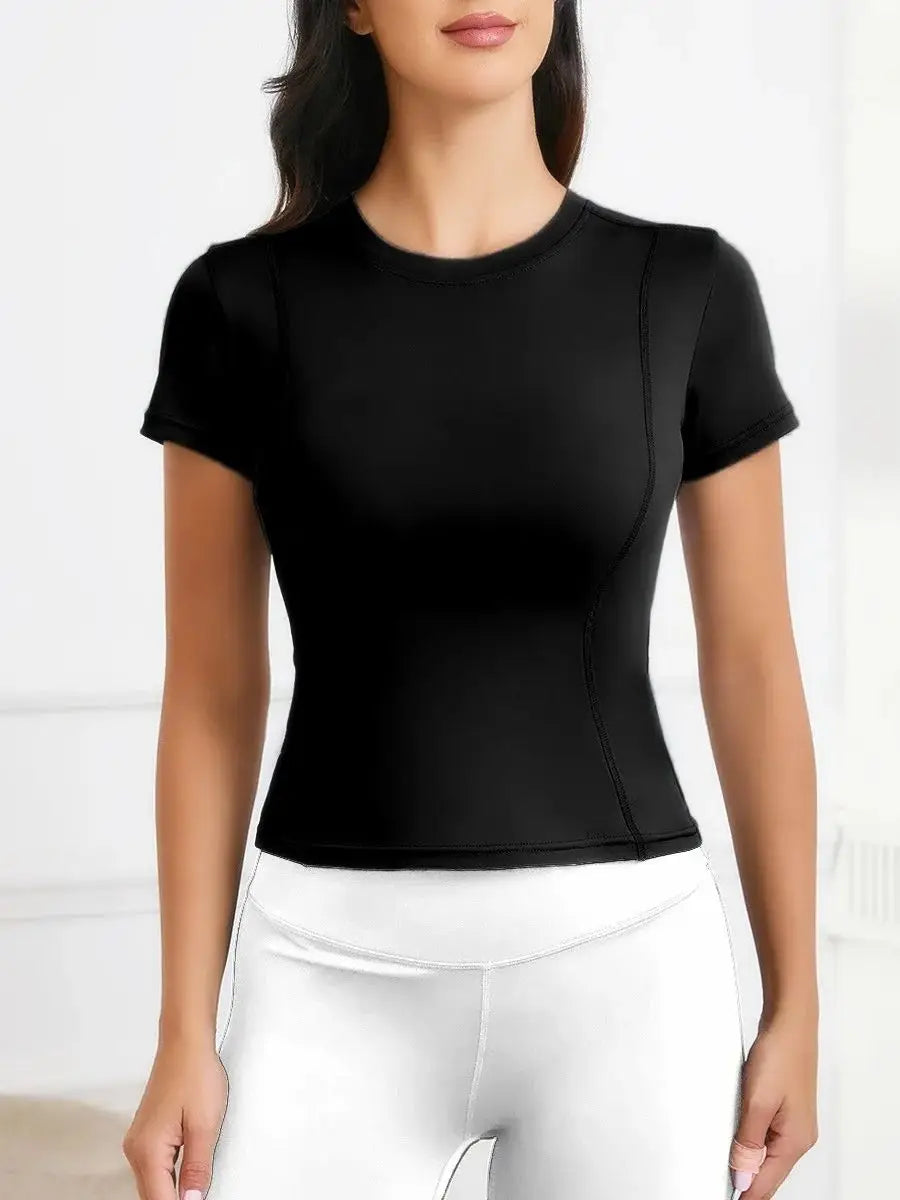 Women's Short-Sleeve Workout Top - Yoga & Fitness