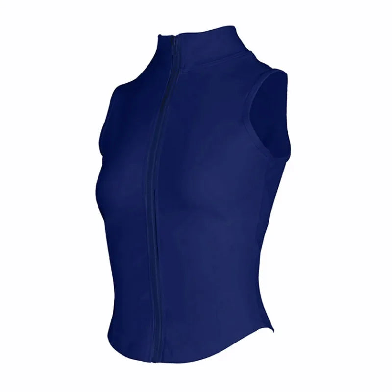 Women's Zip-Up Sleeveless Sports Vest - Running & Yoga