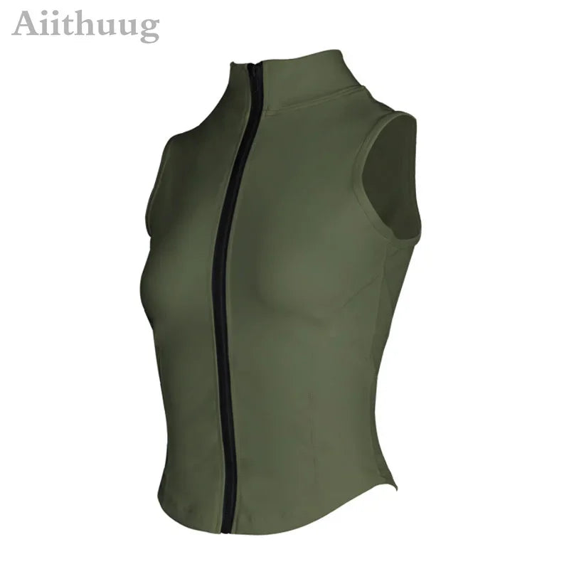 Women's Zip-Up Sleeveless Sports Vest - Running & Yoga