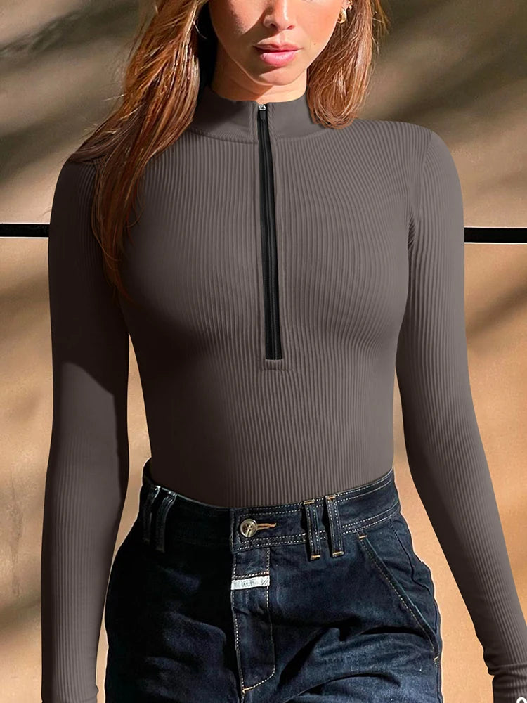 Seamless Ribbed Long-Sleeve Yoga Top - Women's Fitness