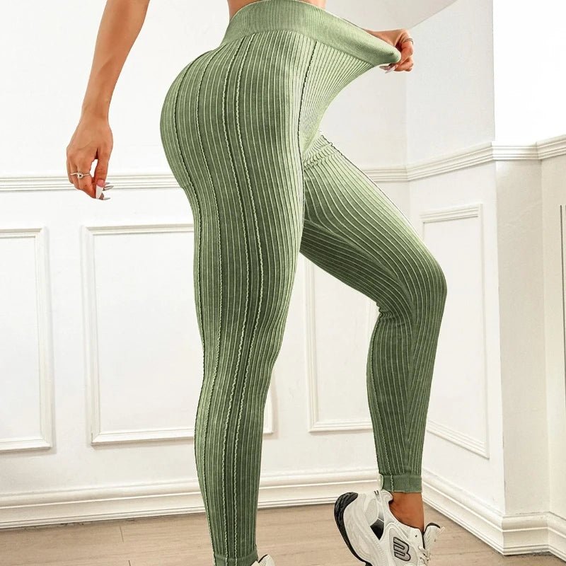 Ribbed High-Waist Yoga Leggings - Pulse